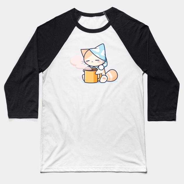 Sleepy Cat Baseball T-Shirt by Everything A Cat